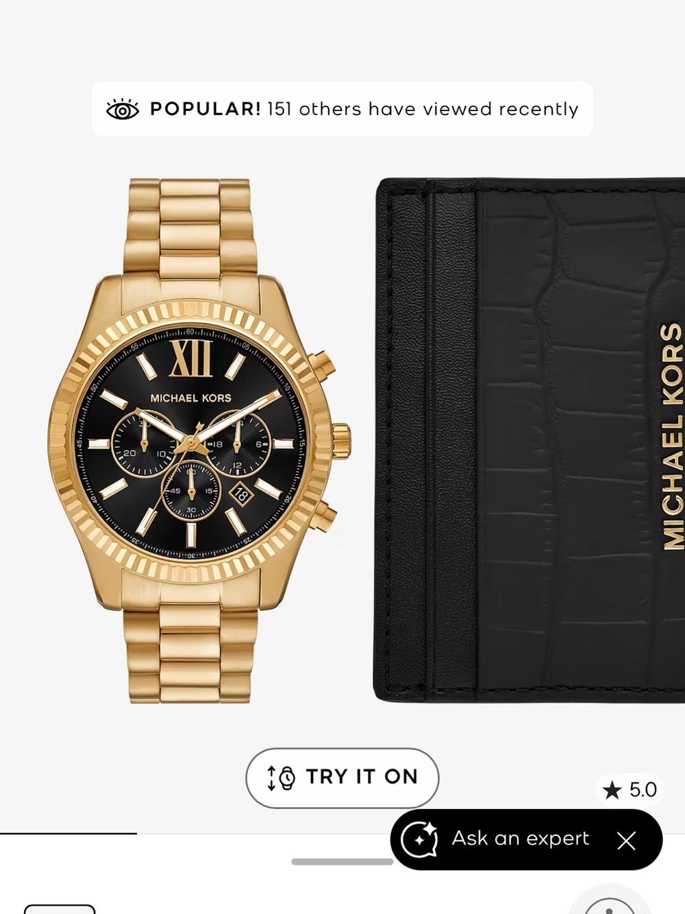 Michael Kors Gold and Black Chronograph Bracelet Watch